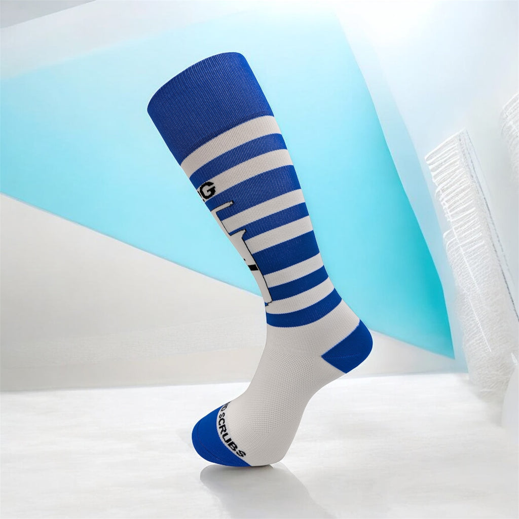 Blue 22G Compression Socks for Nurses | Ascend Scrubs